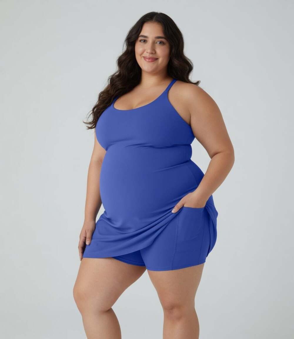 Halara Plush Backless 2 in 1 Plus Size 3X Dress w/ Built In Shorts w/ Pocket